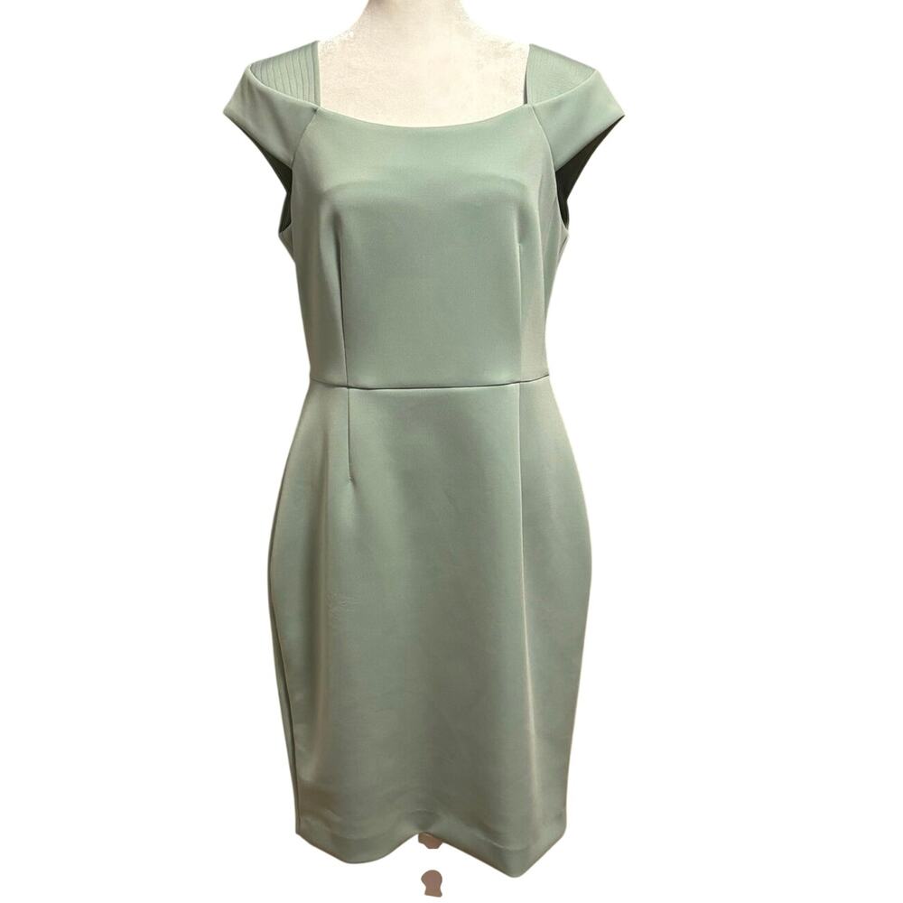 Calvin Klein Size 12 Scuba Sheath Dress Sleeveless Spring Green Office Career